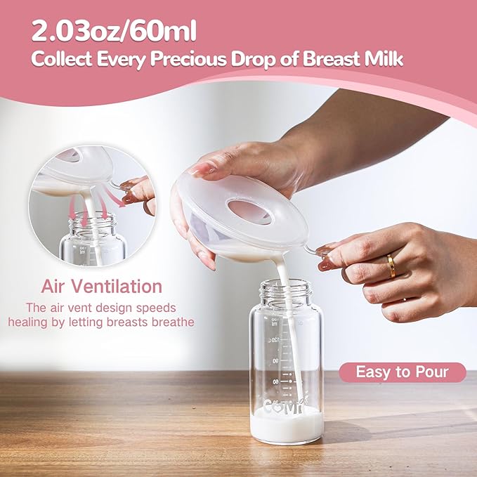Breast Milk Collector, Milk Collectors for Breastfeeding, Reusable Breast Milk Shells, Catcher Protect Sore Nipples for Breastfeeding,Made from BPA-Free,Food-Safe Silicone(2oz,2 Counts)
