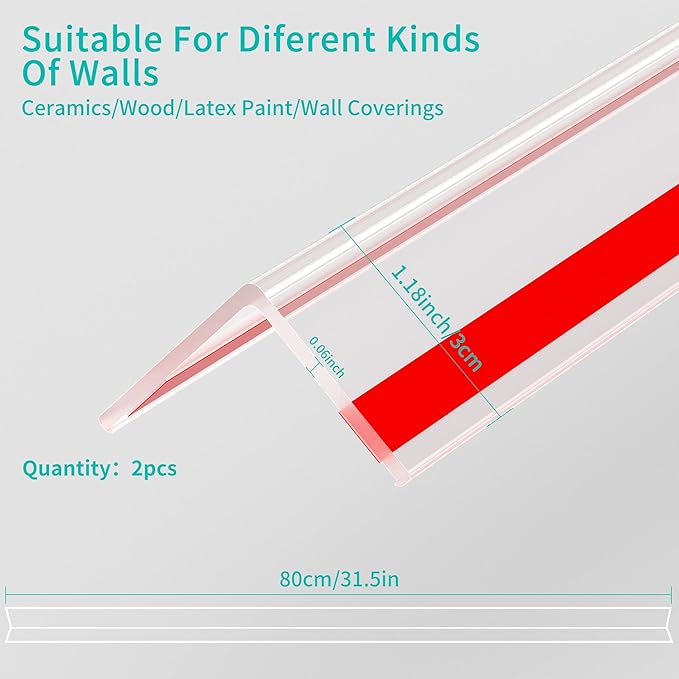 30x30mm Self Adhesive Corner Guard, 2pcs 31.5" Wall Corner Protector Strip, Flexible PVC Edge Trim, Peel and Stick Corner Protection for Furniture, Wall Edges & Table Corners