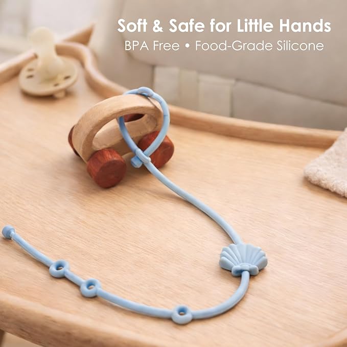 Andy Bear Toy Straps for Baby Toy Safety Straps Silicone High Chair Toys Straps Toddler Bottle Straps for Strollers, High Chair, Car Seat, Stroller Accessories-Sage