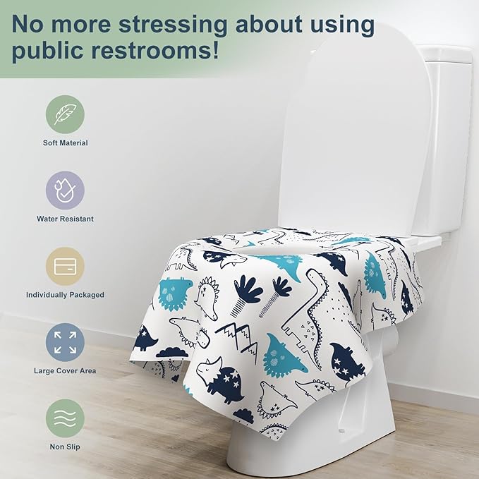 30 Pack Toilet Seat Covers Disposable, Large Waterproof Potty Covers for Toddlers, Kids, and Adults, Individually Wrapped for Travel, Toddler Potty Training for Public Restroom, Airplane, Trip