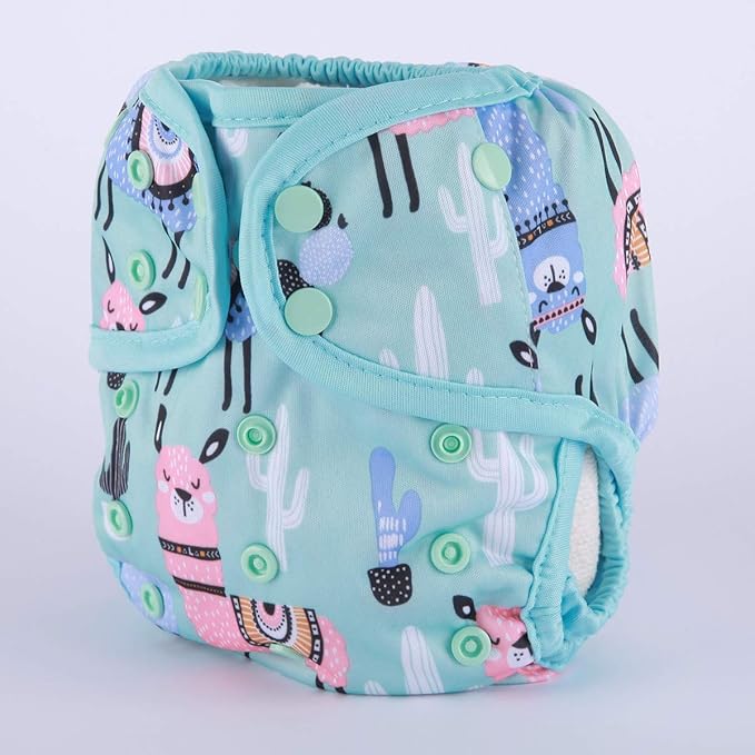 Baby Diaper Cover Nappy One Size 10lbs to 36lbs (Blue Alpacas)