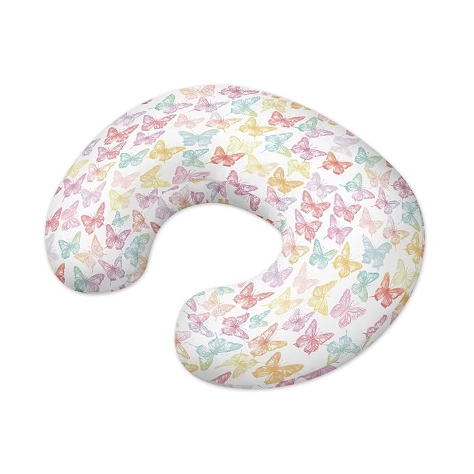 Colorful Butterfly Super Soft Breast Feeding Pillows, Nursing Pillow Cover with Hidden Zipper, Safe Newborn Washable and Stretchy Pillow Cover for Baby, 2 Packs