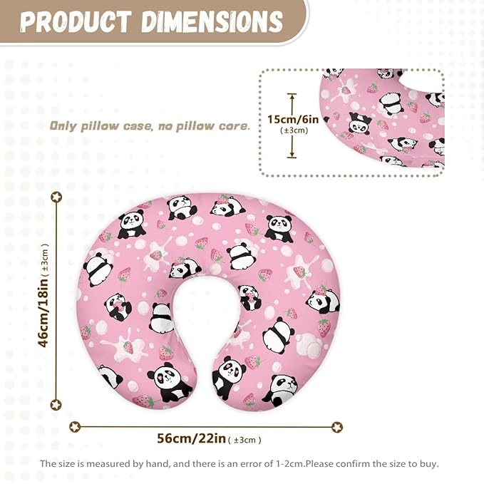 Nursing Pillow Cover Slipcover for Breastfeeding Pillows Panda Strawberry Soft and Comfortable Fit On Standard Infant Nursing Pillows Quick-Dry Fabric