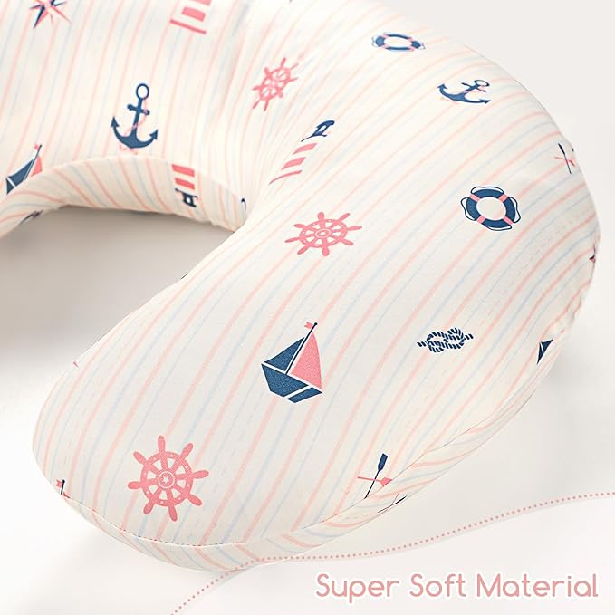 DILIMI Nursing Pillow Cover, Stretchy Removable Pillowcase for Breastfeeding Pillows, Ultra Soft Comfortable Slipcover for Baby Girl and Boy, Navigation Anchor