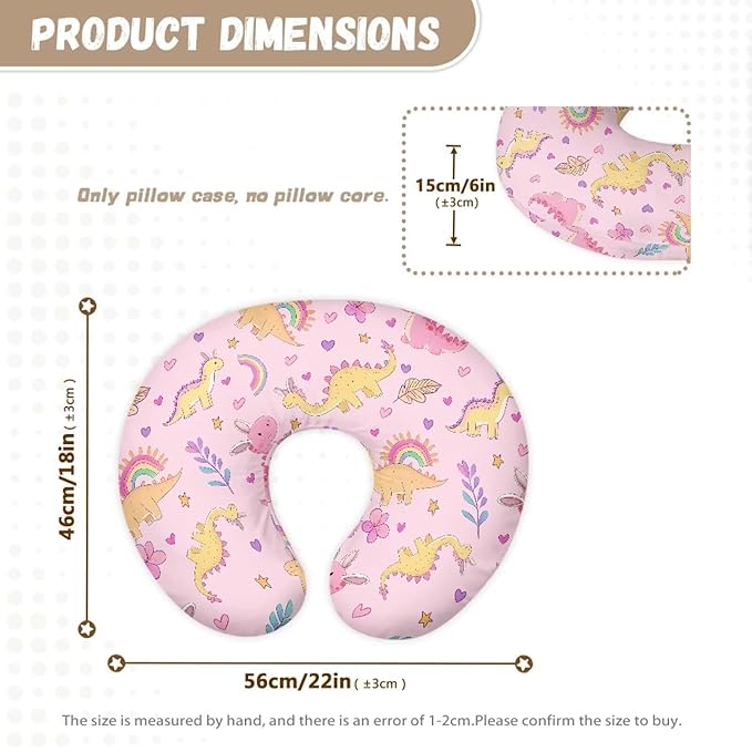 Cute Pink Dinosaur Easter Nursing Pillow Cover for Baby Boy Girl Nursing Pillow Cover Cuddle Pillow Slipcover Detachable Nursing Pillow Protective Baby Feeding Easy to Use and Dustptoof