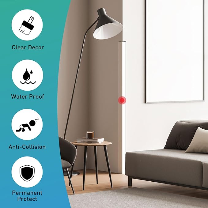 Wall Corner Protector,4PCS 59''(L) x1.58'' (W) Self Adhesive Corner Guard for Wall, Heavy Duty Clear Corner Protector Guard for Cabinet Doors, Edge Protector