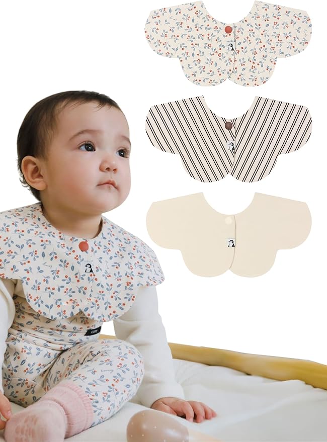 Konny Baby Bib 3/5/7-Pack Set, 360 ° Rotate, Soft and Absorbent Drooling for Toddler Boys Girls Baby Essentials