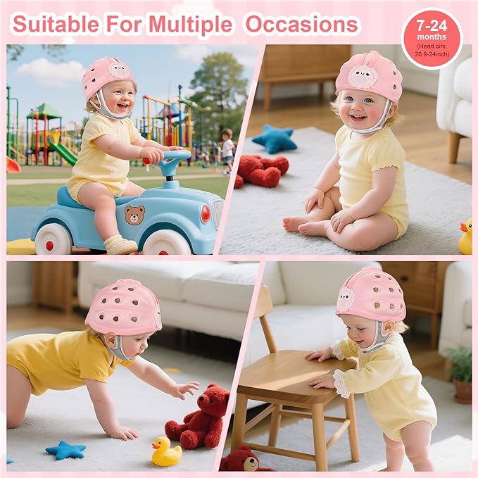 Accmor Baby Head Protector Helmet for Crawling and Walking, Toddler Safety Helmet Cute Infant Headguard Soft Cushion, Breathable Kids Protective Caps for Girls 6–24 Months, Ultra-Lightweight