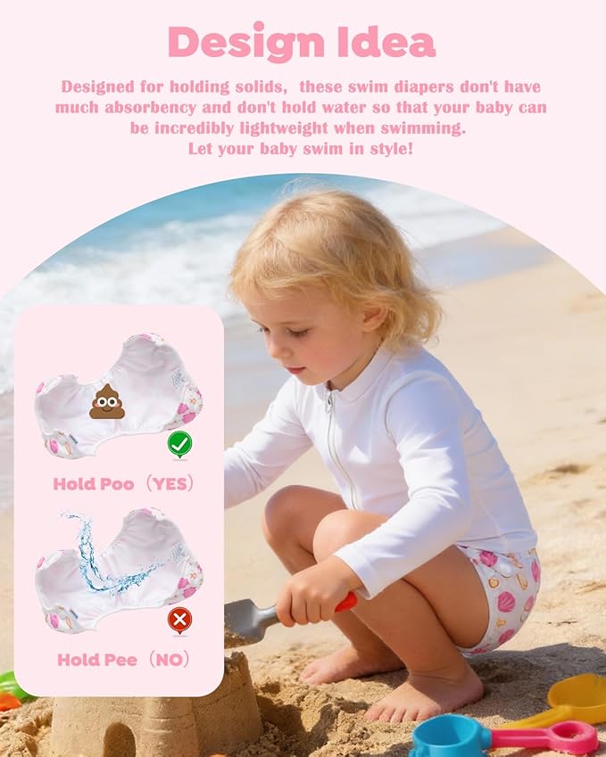 ALVABABY Large Cloth Swim Diaper 3pcs Baby Toddler Infant Snap Reusable Adjustable Swimming Diaper Baby Boy and Girl 3ZSWY75
