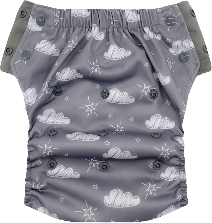 EcoAble Reusable Potty Training Diaper with Insert, Daytime Pull-on Cloth Training Pants for Toddlers and Big Kids (Size 3, Cloudy Day)