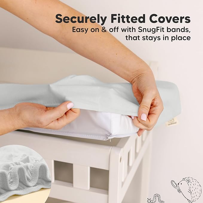 2-Pack Baby Changing Pad Cover for Girl, Boy - 34x18 Soft Viscose Derived from Bamboo Baby Diaper Changing Table Pad Cover Sheets, Neutral, Snug Fit Nursery Diaper Change Sheets (French Gray)