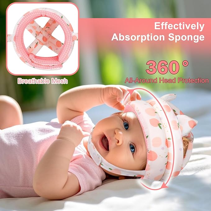 Accmor Baby Head Protector for Crawling Walking, Cute Baby Helmet Adjustable No Bumps and Soft Cushion, Infant Safety Cap Breathable Protective Headguard, Anti-Collision Toddler Helmets for 6m-24m Kid