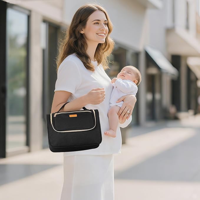 VEVOR Wearable Breast Pump Bag, Breast Feeding Bag with Waterproof Mat, Compatible with Momcozy, Medela & Elvie Pumps, Portable Pump Carrying Case for Work, Travel and Family Use, Black
