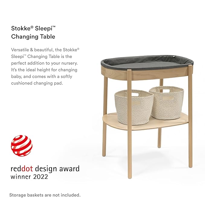 Stokke Sleepi Changing Table, Natural - Allows Sideways & Parent-Facing Positions - Cushioned Pad Included