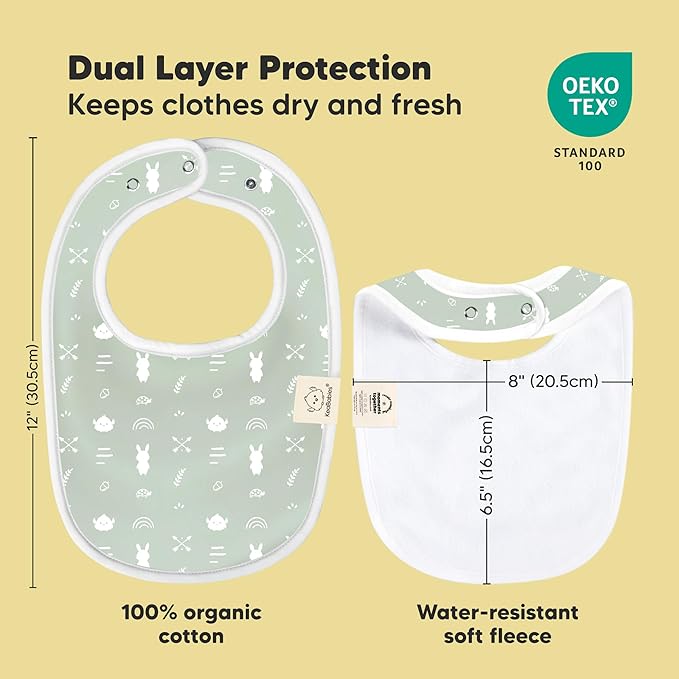 8-Pack Organic Baby Bibs for Boys, Girls - Soft Cotton Drooling and Teething Bibs for Baby Girl & Boy, Extra Absorbent, Easy to Clean & Put On for Toddler, Newborn, Infant 0-24 Months (Nordic)