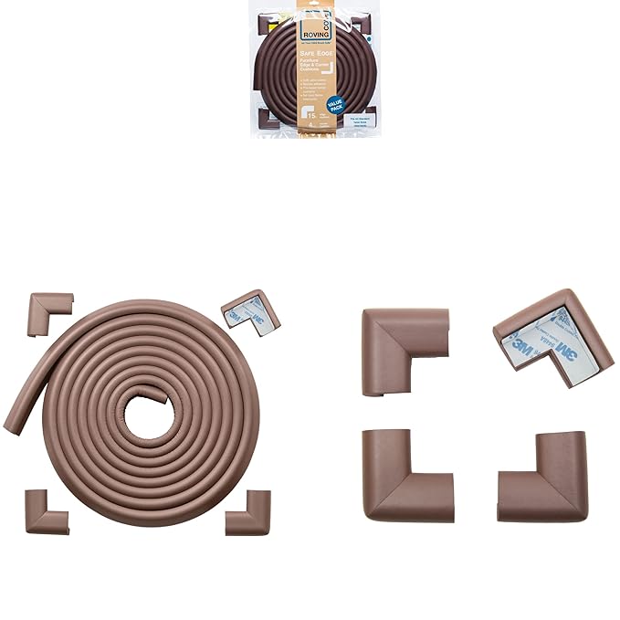 15ft Edge 20 Corners - Bundle & Save - RovingCove HeftyFit Edge Corner Guards, Coffee Brown