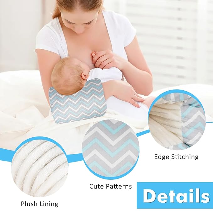 Baby Feeding Arm Pillow,Soft Cotton Bottle Nursing Arm Pillows for Newborn,Breastfeeding Pillows for More Support for Mom and Baby,Portable and Washable,Ergonomic Nursing Essentials(Blue Ripple)