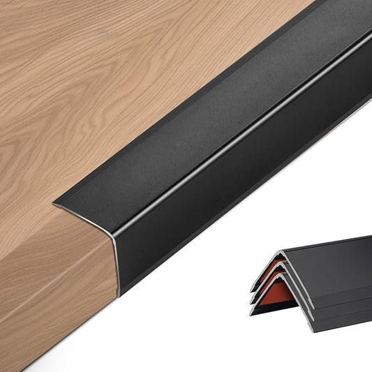 4PCS 48" Black Metal Corner Protector, Peel and Stick Aluminum Corner Guards L molding Tile Trim, Suit for Wall Door Frame Cabinet Baseboard Decor, Size 48in x 1.6in (Pack of 4)