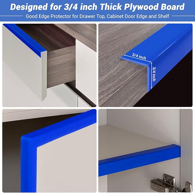 Wall Corner Protector, Peel and Stick Wall Corner Trim, Flexible Rubber Molding Wall Corner Guard, L Shaped Self Adhesive Edge Protector Moulding Trim for Wall Edge Ceiling, Blue, 3/4in,10Ft