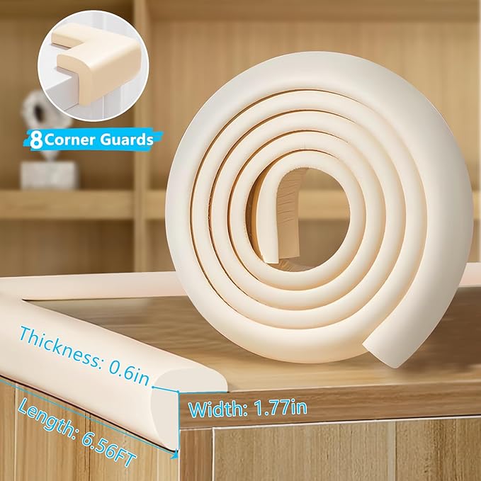 ZOMPAGO Baby Proofing Edge Protector,8 Corner Guards Foam L-Shape Self-Adhesive Corner Guards,Baby Crib Bumper Pad,Wall & Corner Protector Baby,Foam Corner Protectors for Nursery Kitchen Fireplace