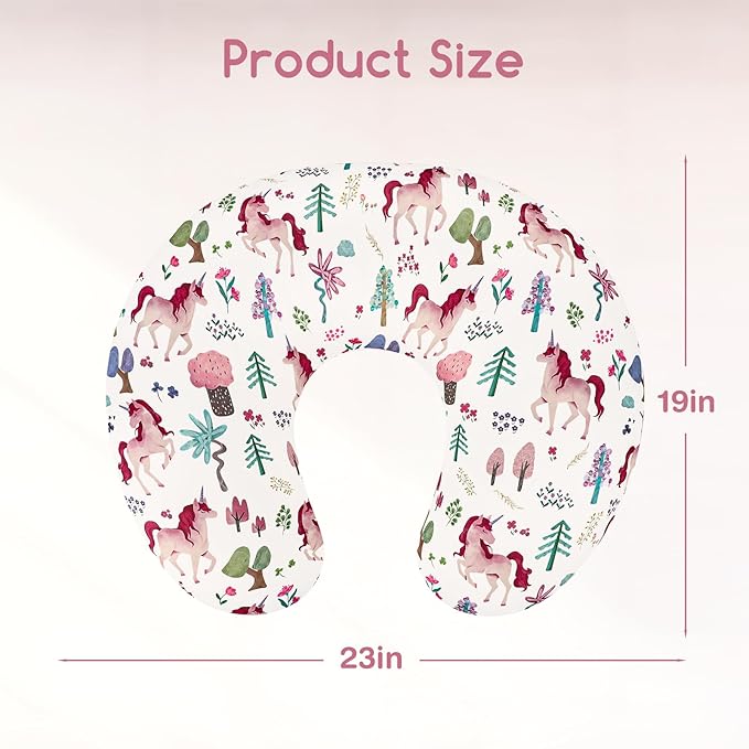 Nursing Pillow Cover, Stretchy and Soft Pillow Slipcover for Baby Boys Girls, Breastfeeding Pillow Covers for Newborn Infants, Pink, Forest