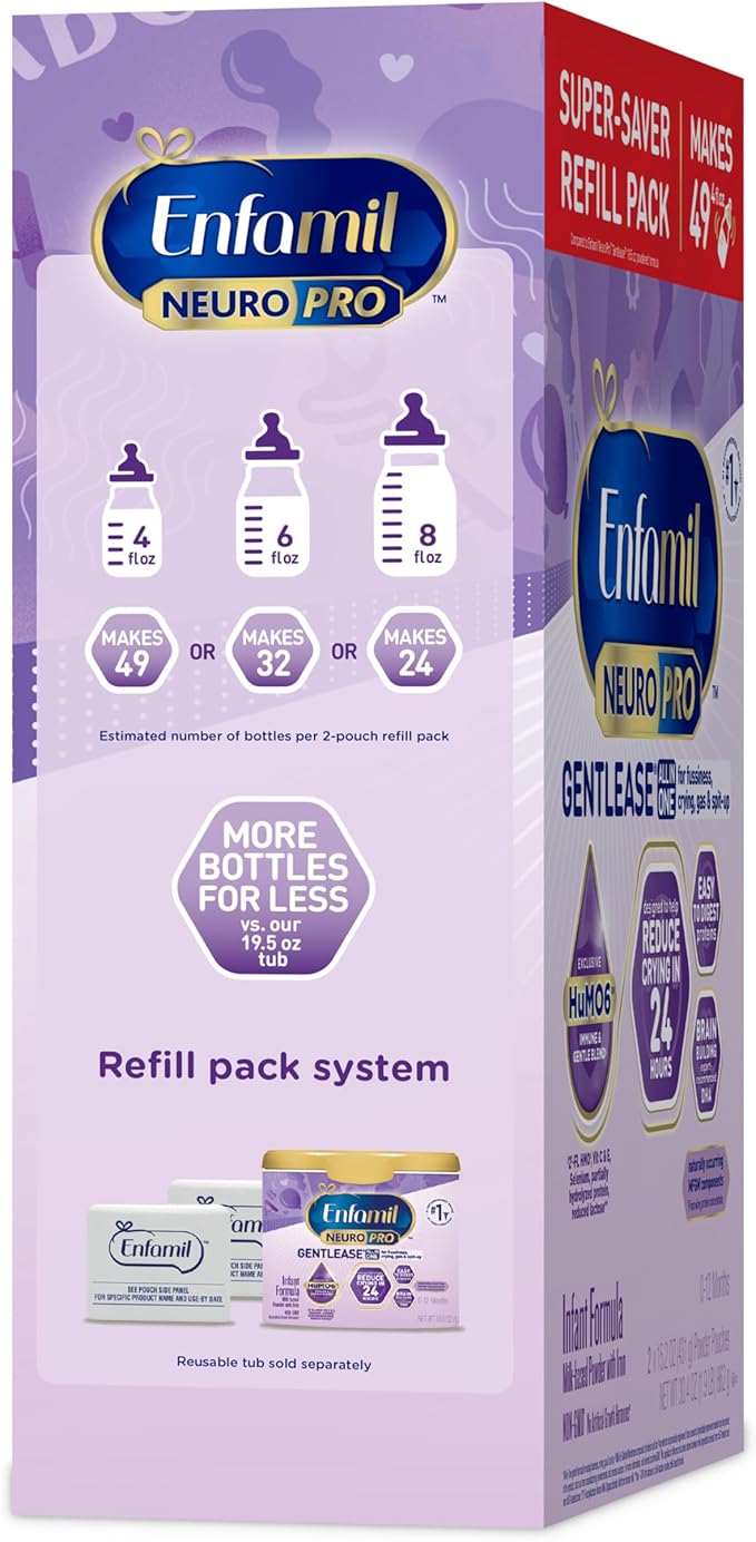 Enfamil NeuroPro Gentlease for easing Fussiness, Crying, Gas, Spit-up in 24 Hrs, Smaller Proteins for Easy Digestion, Brain Supporting DHA, Prebiotic Blend, HuMO6*, Baby Formula, 30.4 Oz (Pack of 4)