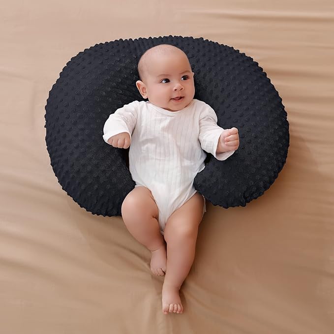 Pillowcase for Nursing Pillow and Positioner for Breastfeeding and Bottle Feeding, Propping Baby, Tummy Time, Baby Sitting Support, Awake-Time Support, Pillow Cover Only (Black)