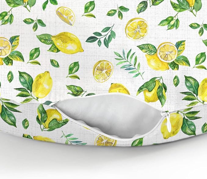 Watercolor Lemons Baby Nursing Pillow Covers for Boy Girl Retro Yellow Lemon Green Leaves Nursery Slipcovers for Breastfeeding Pillows Tropical Summer Fruits Soft Stretchy Covers for Newborn Infant