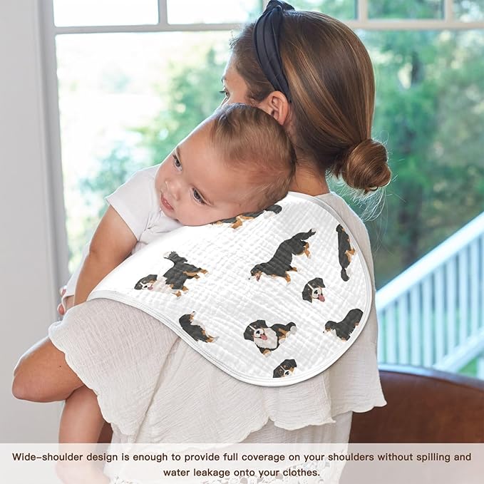 vvfelixl Baby Burp Cloths Bernese Mountain Dog Baby Newborn Cotton Burping Cloths Set Baby Washcloths 4 Pack