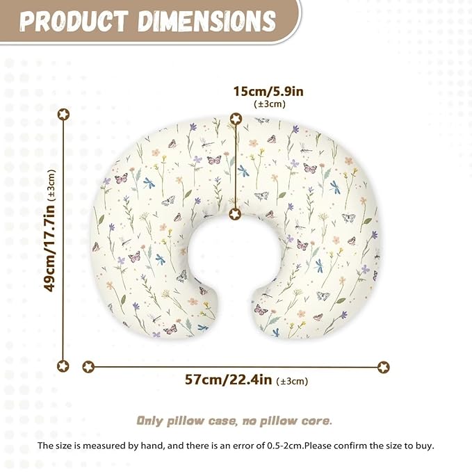 Butterfly and Floral Pattern Breastfeeding Pillow Cover Baby Breastfeeding Slipcover Infant Newborn Nursery Bottle Pillowcase Baby Essentials