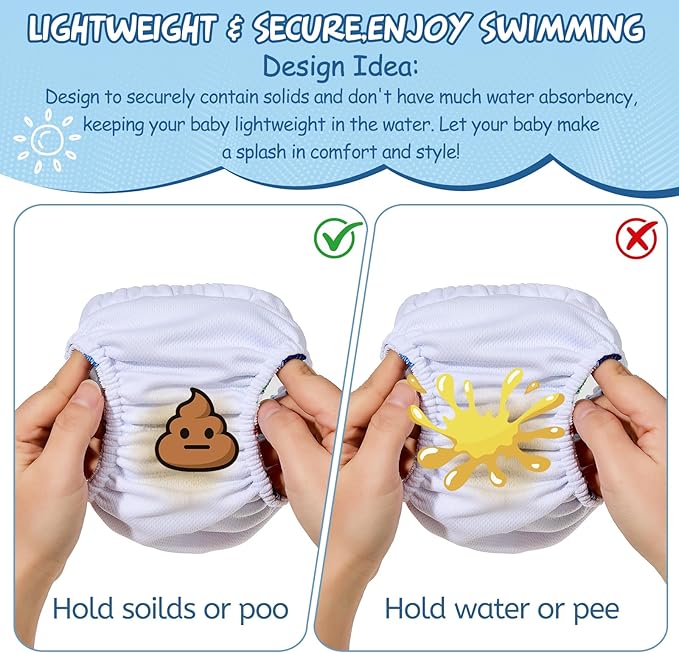 Durio Reusable Swim Diapers Washable Baby Swim Diaper Unisex Infant Toddler Swimming Diapers