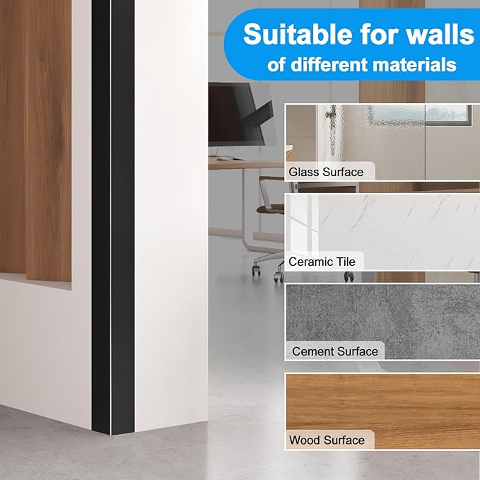 4Pack Aluminum Metal Corner Protector, 45″x 1″ Peel and Stick L Molding Corner Guards with 90° Angle, for Wall Door Frame Cabinet Furniture Baseboard Protection and Decoration (Black)