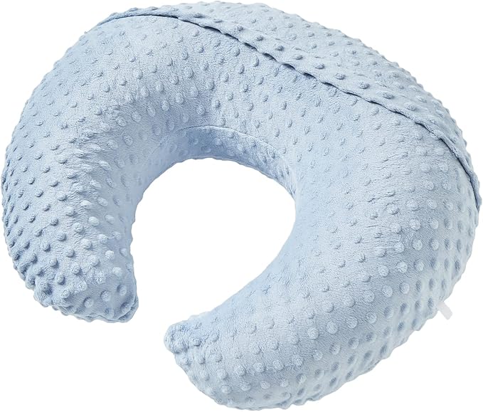 Nursing Pillow and Positioner with Cover for Breastfeeding and Bottle Feeding, Propping Baby, Tummy Time, Baby Sitting Support, Awake-Time Support (Blue, 22" x 17.7" x 5.9")