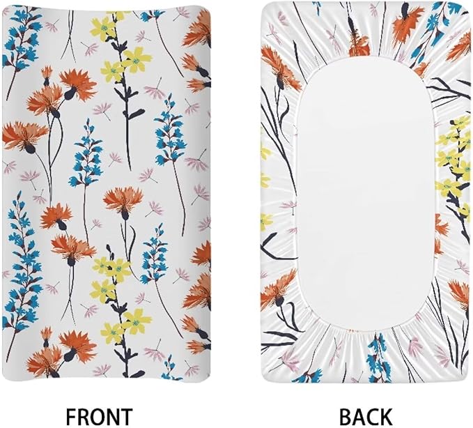 Flowers Changing Table Cover for Boys Girls Soft Baby Changing Pad Cover Breathable Table Sheets Washable Lightweight Diaper Changing Cover