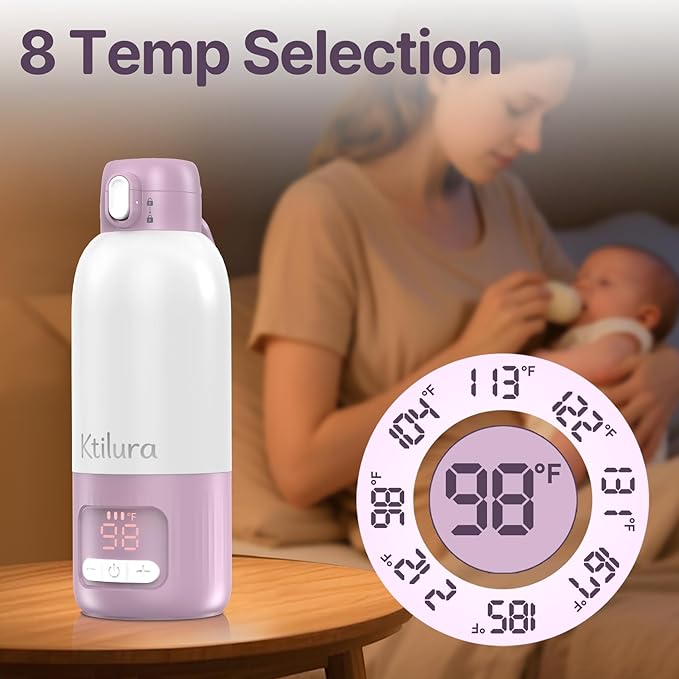 Portable Bottle Warmer for Travel,Fast Heating Milk Warmer On The Go,17 OZ Water Warmer for Breast Milk, Formula,Water,Temp Control 98°F -212°F,Baby Essentials for Outdoor Airplane Car Journey
