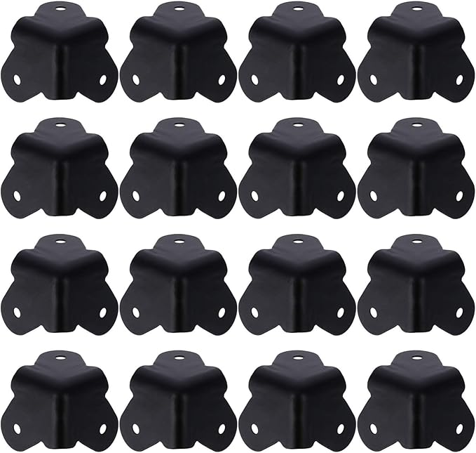 16PCS Angle Corner Furniture Protector Black Iron Speaker Corners Protector for Cabinet Guitar Amplifier Stage Speaker Rounded Metal Guards for Enhanced Protection & Style