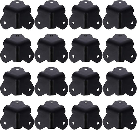 16PCS Angle Corner Furniture Protector Black Iron Speaker Corners Protector for Cabinet Guitar Amplifier Stage Speaker Rounded Metal Guards for Enhanced Protection & Style