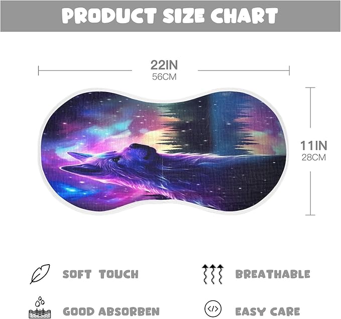 4 Pack Muslin Burp Cloths Wolf Stars Print Cotton Baby Burp Cloths Absorbent Soft Burping Cloth Washcloths for Newborn Babies 22x11 Inch