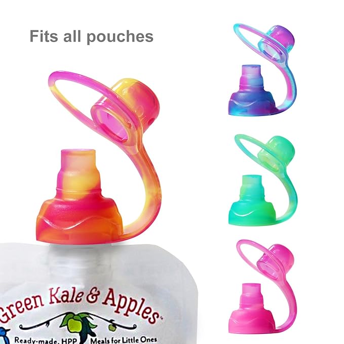 ChooMee SoftSip Baby Pouch Tops + SnakPack Reusable Food Pouches | Prevent Spills and Protect Child Mouth, Fill with Baby food, applesauce and other purees | 4 pk 5 oz + 4 SoftSip Swirl Colors