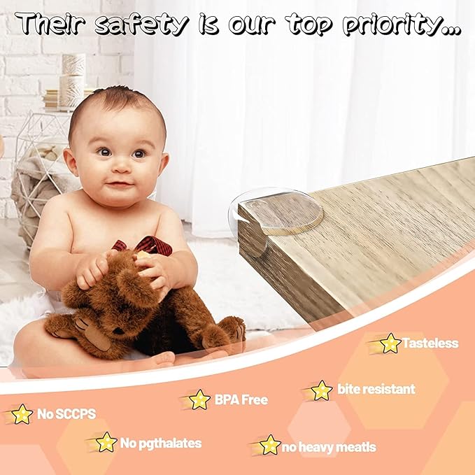 [24 Packs] BECOMTO Baby Safety Corner Guards,Premium Clear Furniture Edge Corner Protector with Strong 3M Gel Stickers Adhesive,Baby Safety Desk Table Sharp Corner Cushion Padding,Crystal Technology