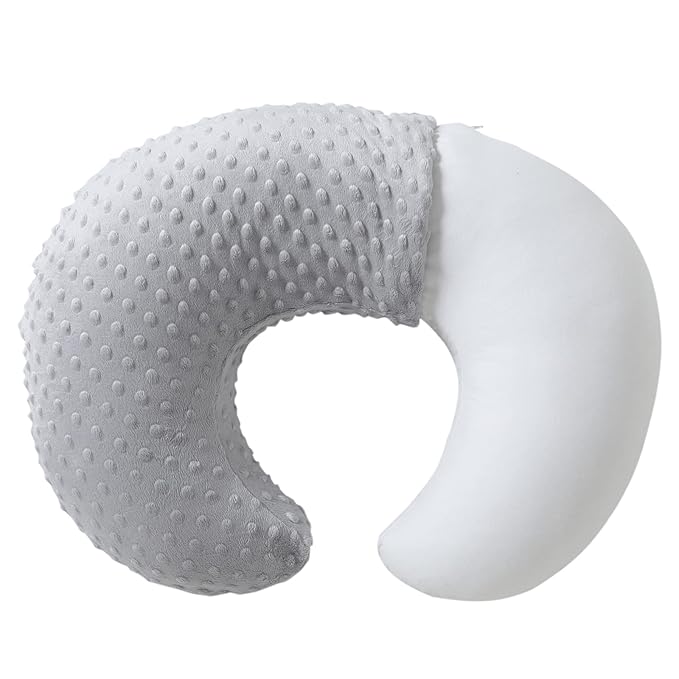 Baby Nursing Pillow and Body Positioner with Premium Slipcover for Breastfeeding for Baby Boys and Girls, Feeding Pillow with Breathable Comfortable Pillowcase (Gray)
