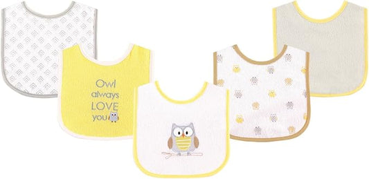 Luvable Friends Baby Cotton Terry Drooler Bibs with PEVA Back, Transportation, One Size