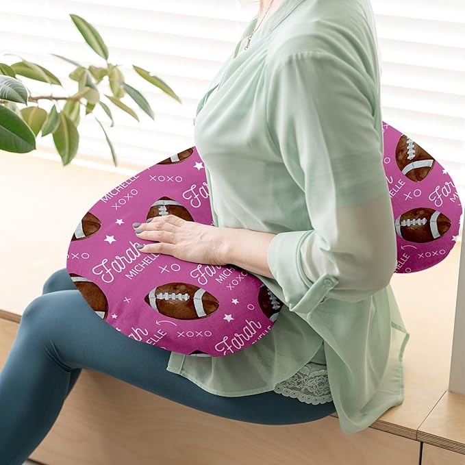 Baby Nursing Pillow Cover - Personalized Name Pink Football Breastfeeding U-Shaped for Bottle Feeding, Ultra Soft Comfortable Breastfeeding Pillow Cover for Infant Baby Boys and Girls
