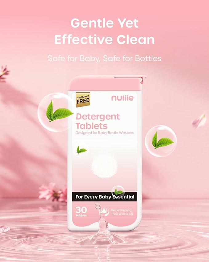 Nuliie 60PCS Detergent Tablets with Sealed Box, Bottle Washer Tablets for Momcozy, Baby Brezza, GROWNSY & Momfann, Removes Milk Residue & Odor, Gentle Formula Safe
