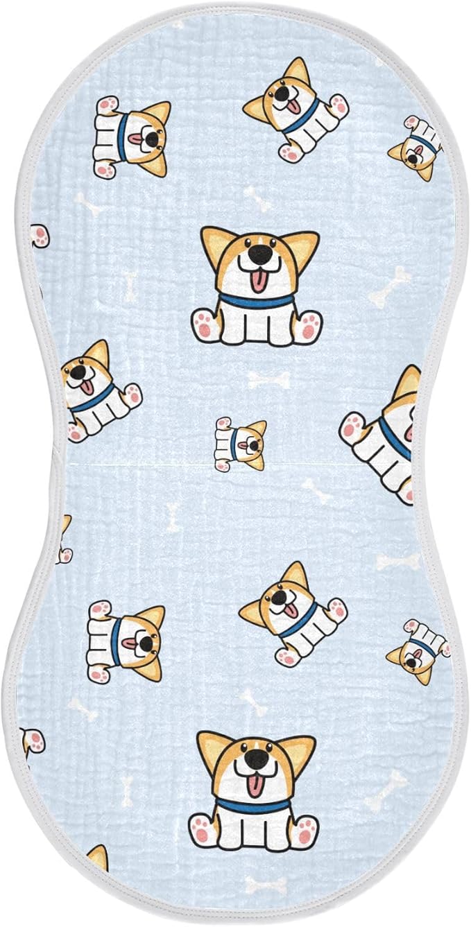 vvfelixl Welsh Corgi Puppy Bones Burp Cloths for Baby Boy Girls Baby Washcloths Burp Rags 1 Pack