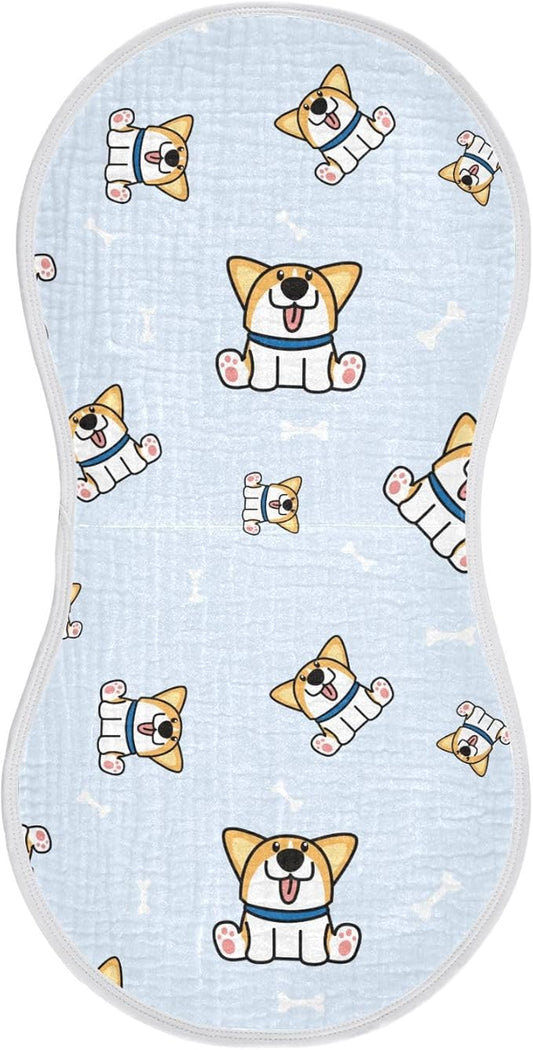 vvfelixl Welsh Corgi Puppy Bones Burp Cloths for Baby Boy Girls Baby Washcloths Burp Rags 1 Pack