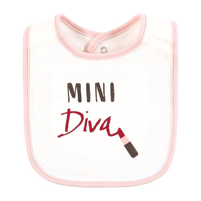 Hudson Baby Infant Girl Cotton Bibs, Mini Diva, One Size
