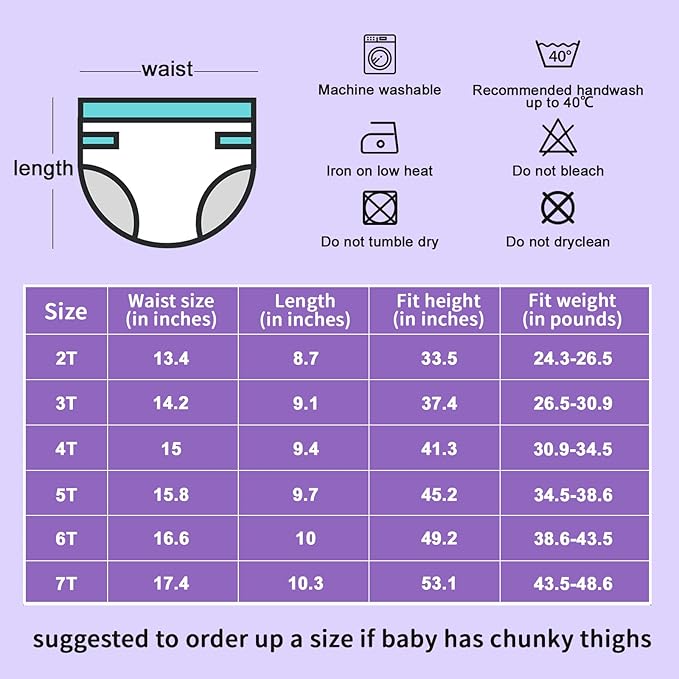 MooMoo Baby Potty Training Pants 6 Packs Absorbent Training Underwear for Boys and Girls Cotton Pee Pants 2T-9T