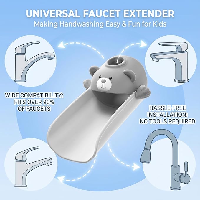 Skyroku Faucet Extender for Toddlers, Sink Extenders with Temperature Sensitive for Kids Hand Washing Sink Faucet Extension,Suitable for Bathroom Sink, Kitchen,Bathtub.(Brown) (Brown&Grey)