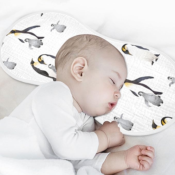 Emperor Penguins Pattern Muslin Burp Cloths for Baby 4 Pack 100% Cotton Baby Washcloths Bibs for Boy Girl